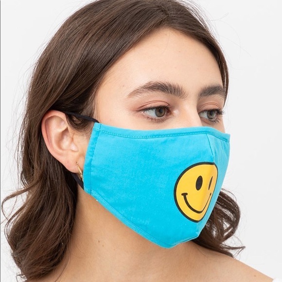 🆑 Blue Smile Face Mask Built In Filter & Nose Bar - Picture 9 of 11